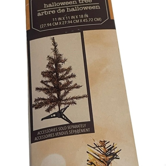 SET OF TWO Mini Halloween Trees Tabletop Black Orange 11 x 11 x 18 inches - Picture 13 of 13